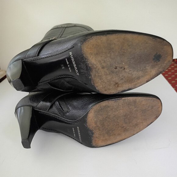 Burberry Knee High Heel Black Leather Boots 39  US 8.5 - Picture 8 of 8